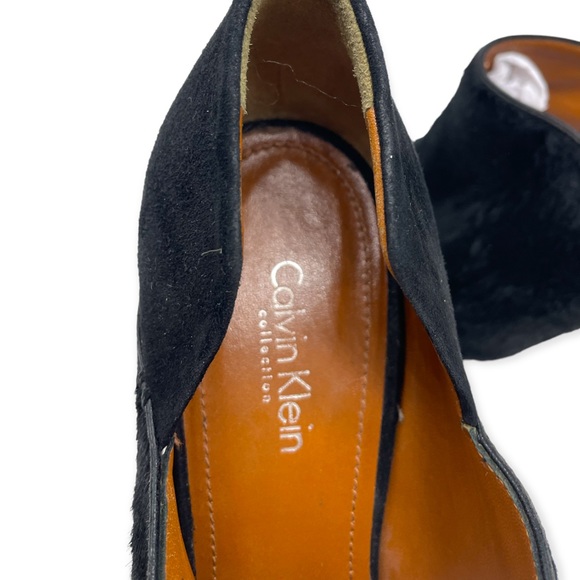 Calvin Kline black high heels suede and calf hair booties size 39/8 - Picture 6 of 8